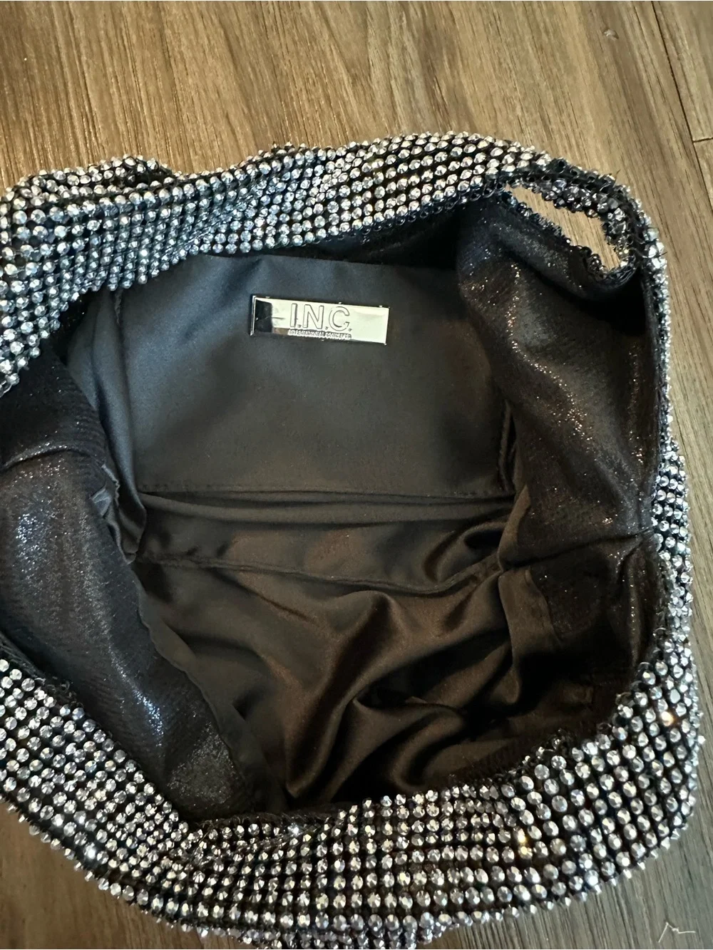 INC International Concepts Black Rhinestone Shoulder Bag